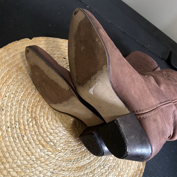 Laredo Nubtuck Leather Western Cowgirl Fringe Boots Size 8.5 - Picture 12 of 12